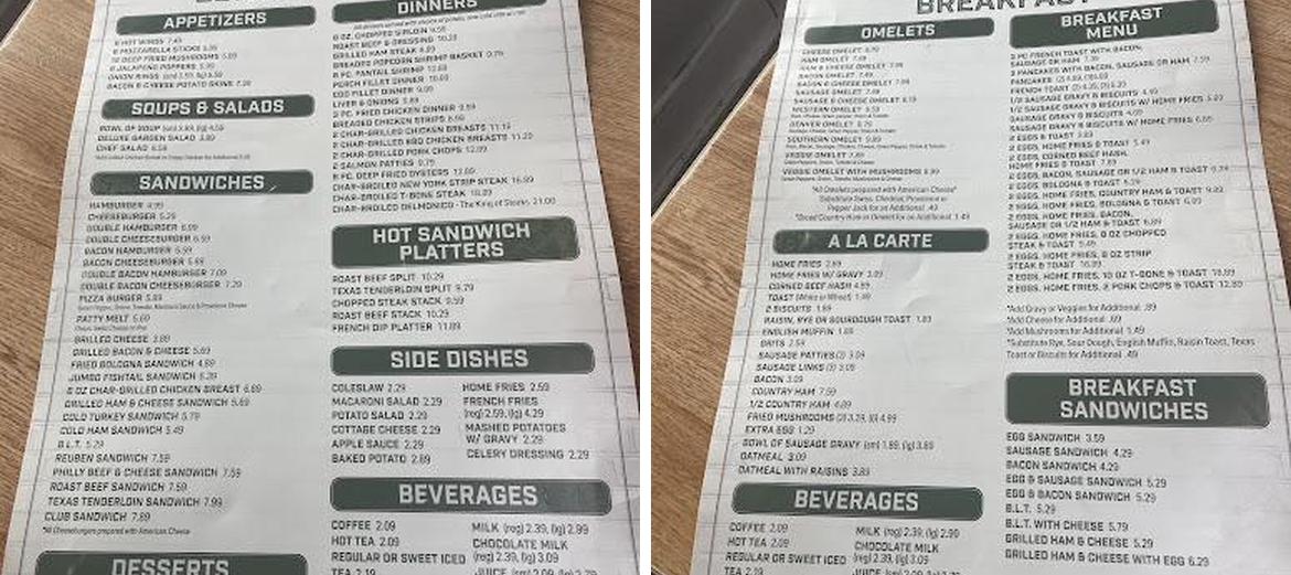 Portside Cafe Menu